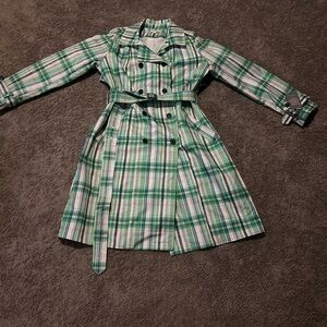 On 34th Plaid Double Breasted Trench Coat